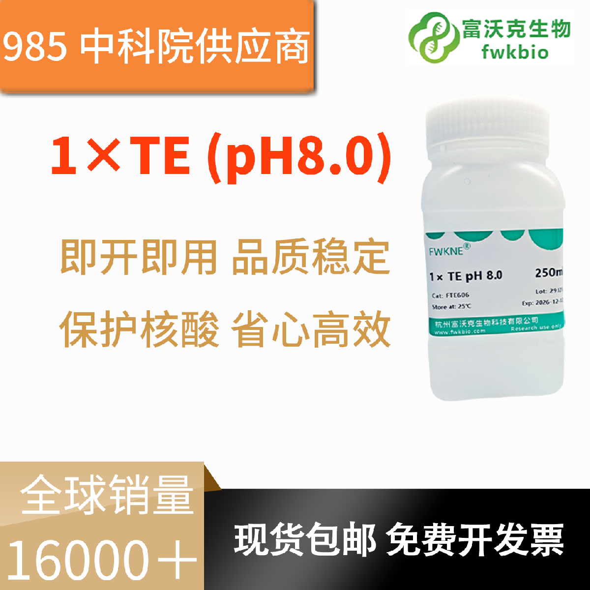 1×TE缓冲液 pH 8.0 科研级 精准配比 体系稳定 分子生物实验通用试剂